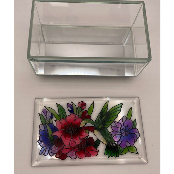 Pre-owned Hand painted Joan Baker Designs 4.75" x 2.25" Glass Box W/Mirror ONLY - Picture 3 of 9